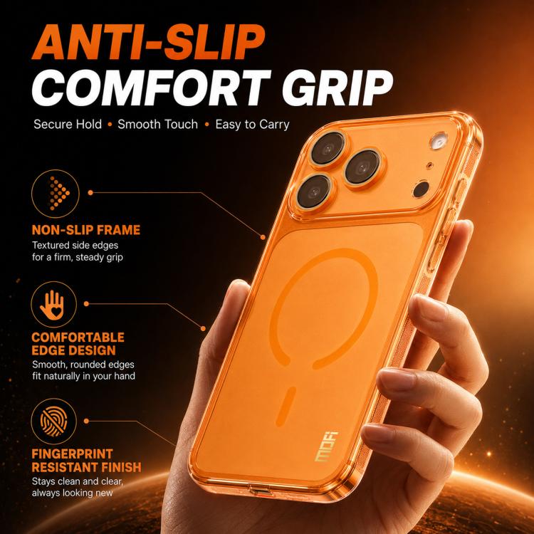 For iPhone 17 Pro MOFI Minimal Series Frosted Semi-Transparen TPU Phone Case with Lens Film(Orange)