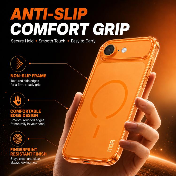 For iPhone 16e / 17e MOFI Minimal Series Frosted Semi-Transparen TPU Phone Case with Lens Film(Gray)