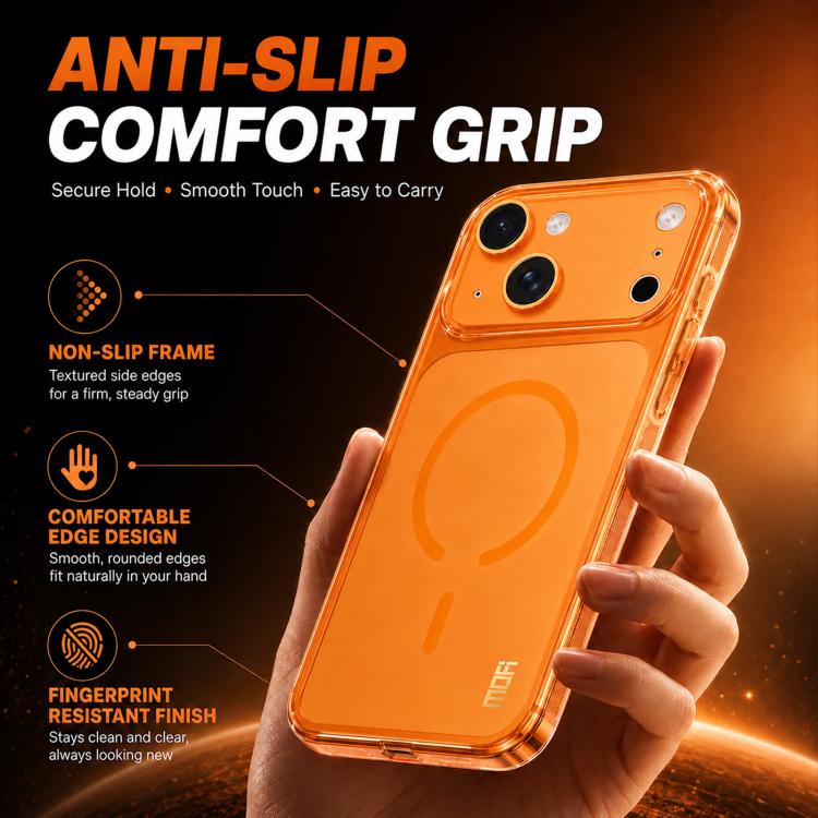 For iPhone 15 MOFI Minimal Series Frosted Semi-Transparen TPU Phone Case with Lens Film(Blue)