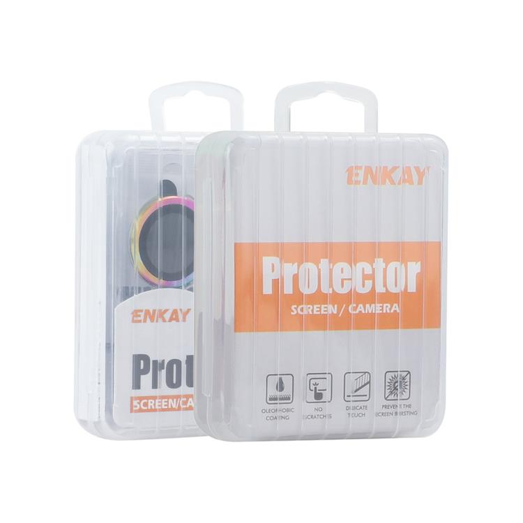 For iPhone 18 Pro Max ENKAY CD Texture Aluminium Alloy Tempered Glass Lens Cover Film(Silver)
