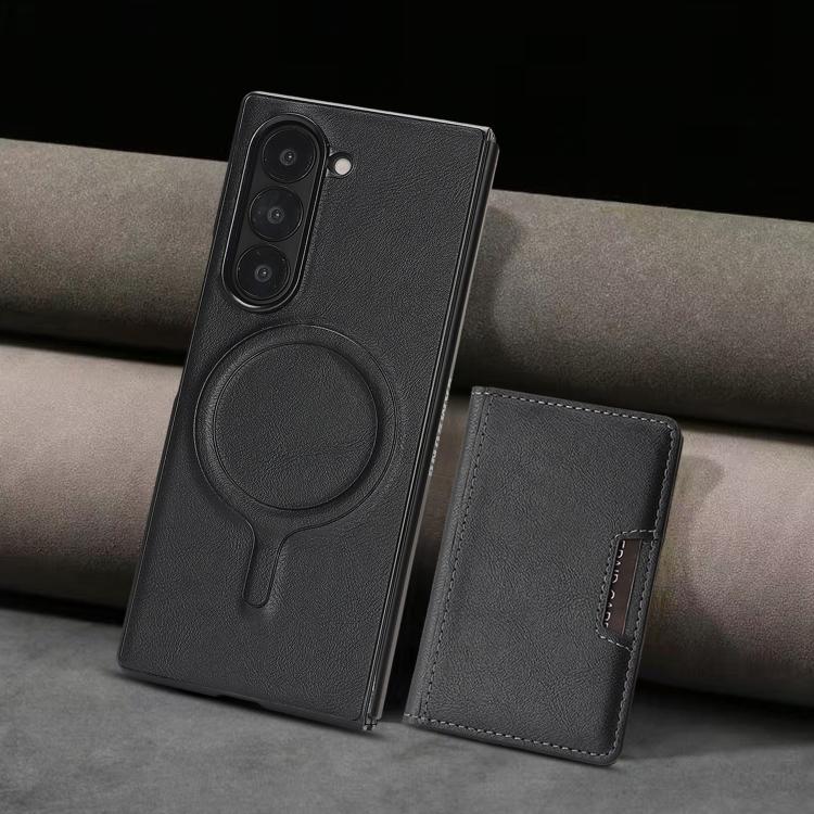For Galaxy Z Fold7 5G Kalebol Strong MagSafe Magnetic Two-Fold Card Bag Leather Phone Case(Black)