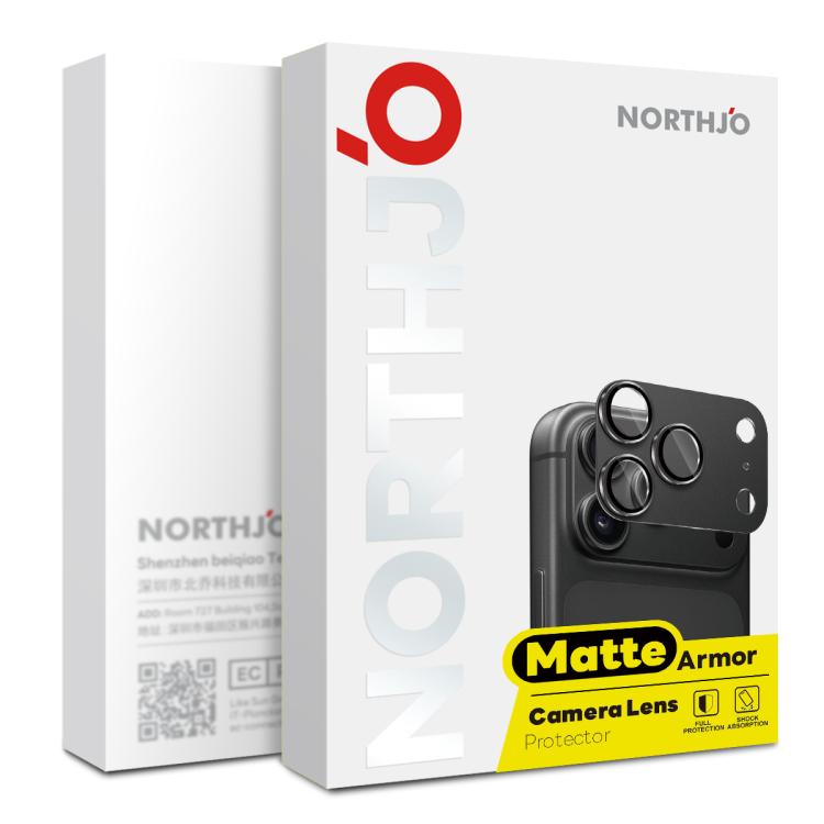 For iPhone Duo NORTHJO Matte Camera Lens Metal Protector Tempered Glass Rear Lens Film(Black)