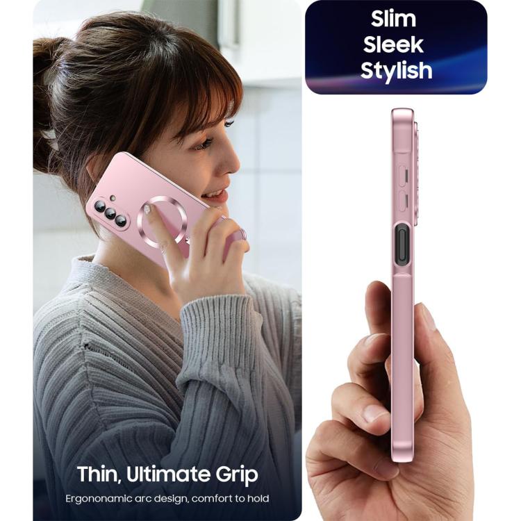 For Galaxy A18 4G / 5G Ultra thin Metallic TPU MagSafe Phone Case with Lens Film(Pink)