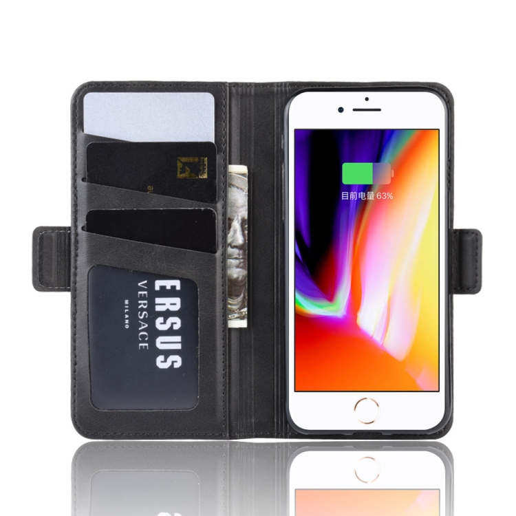 For iPhone SE 2022 / SE 2020 / 8 / 7 Dual-side Magnetic Buckle Horizontal Flip Leather Case with Holder & Card Slots & Wallet & Photo Frame(Black) For iPhone SE 2022 / SE 2020 / 8 / 7 Dual-side Magnetic Buckle Horizontal Flip Leather Case with Holder & Card Slots & Wallet & Photo Frame(Black)