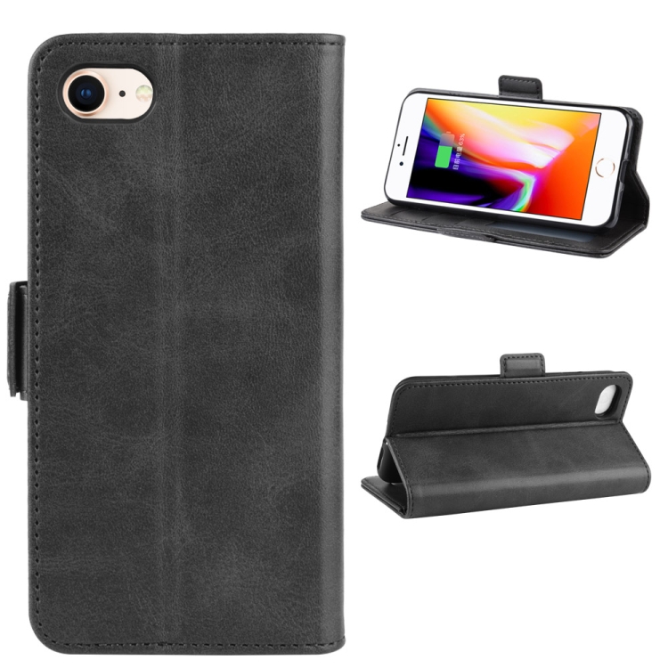 For iPhone SE 2022 / SE 2020 / 8 / 7 Dual-side Magnetic Buckle Horizontal Flip Leather Case with Holder & Card Slots & Wallet & Photo Frame(Black) For iPhone SE 2022 / SE 2020 / 8 / 7 Dual-side Magnetic Buckle Horizontal Flip Leather Case with Holder & Card Slots & Wallet & Photo Frame(Black)