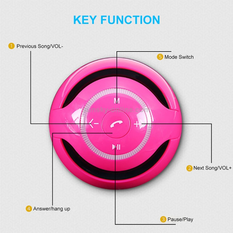 A18 Ball Bluetooth Speaker with LED Light Portable Wireless Mini Speaker Mobile Music MP3 Subwoofer Support TF (Pink)