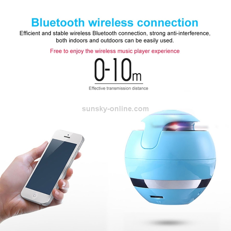 A18 Ball Bluetooth Speaker with LED Light Portable Wireless Mini Speaker Mobile Music MP3 Subwoofer Support TF (Pink)