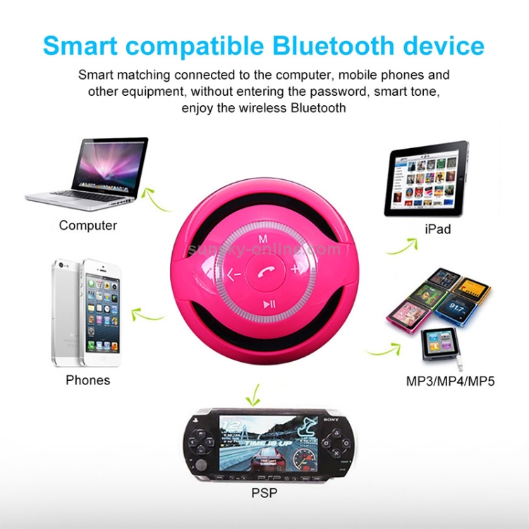 A18 Ball Bluetooth Speaker with LED Light Portable Wireless Mini Speaker Mobile Music MP3 Subwoofer Support TF (Pink)