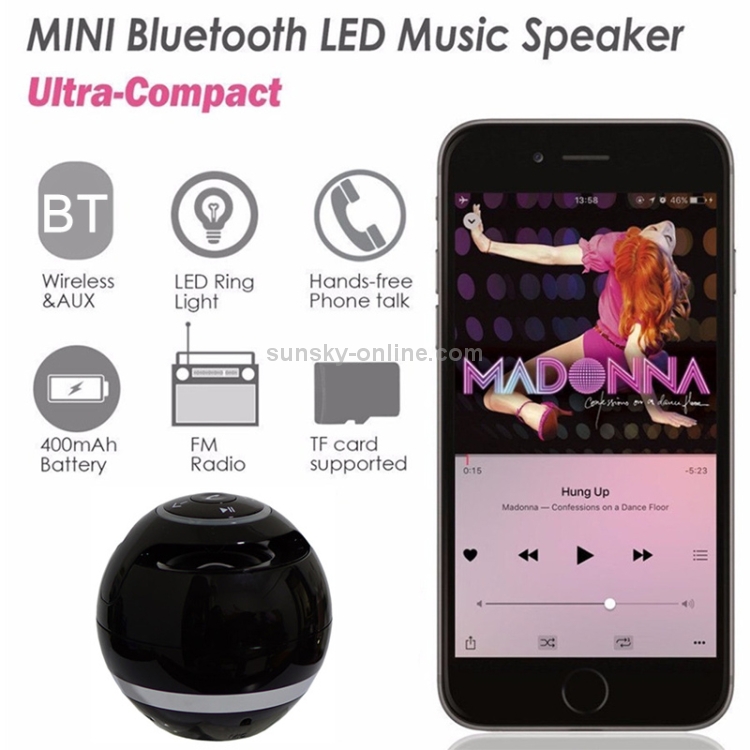 A18 Ball Bluetooth Speaker with LED Light Portable Wireless Mini Speaker Mobile Music MP3 Subwoofer Support TF (White) A18 Ball Bluetooth Speaker with LED Light Portable Wireless Mini Speaker Mobile Music MP3 Subwoofer Support TF (White)