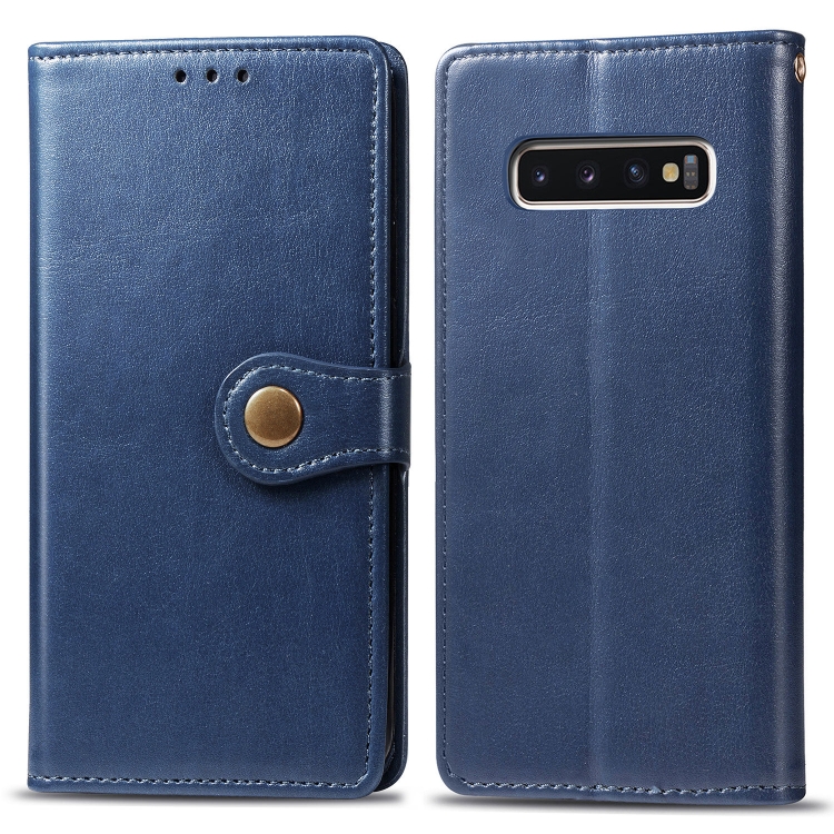 Retro Solid Color Leather Buckle Mobile Phone Protection Leather Case with Photo Frame & Card Slot & Wallet & Bracket Function for Galaxy S10(Blue) Retro Solid Color Leather Buckle Mobile Phone Protection Leather Case with Photo Frame & Card Slot & Wallet & Bracket Function for Galaxy S10(Blue)
