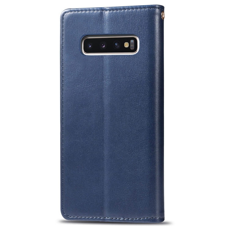 Retro Solid Color Leather Buckle Mobile Phone Protection Leather Case with Photo Frame & Card Slot & Wallet & Bracket Function for Galaxy S10(Blue) Retro Solid Color Leather Buckle Mobile Phone Protection Leather Case with Photo Frame & Card Slot & Wallet & Bracket Function for Galaxy S10(Blue)