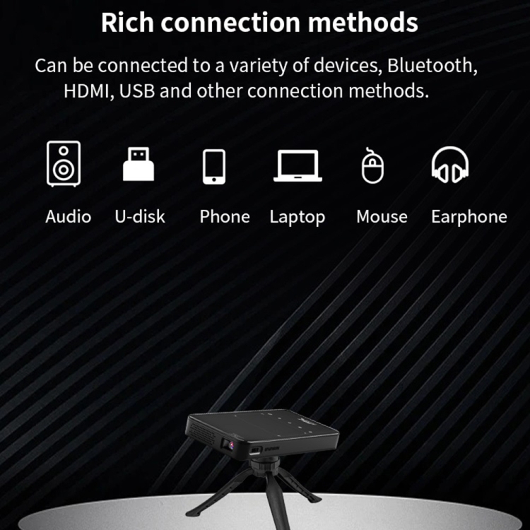 S90 DLP Android 9.0 1GB + 8GB 4K Mini proyector inteligente WiFi, enchufe  de la UE (negro)