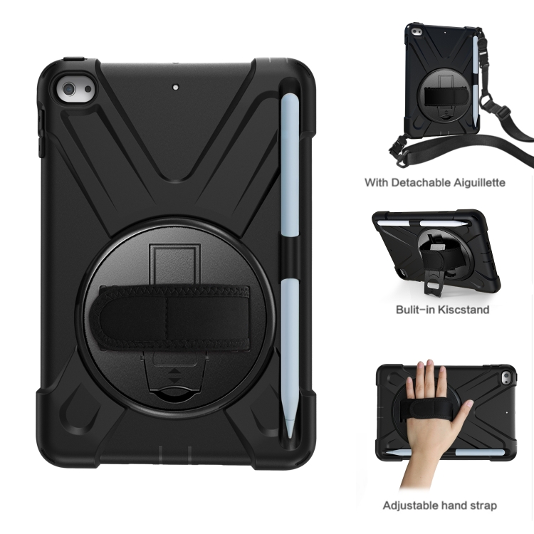 For iPad Mini 2019 / Mini 4 Shockproof Colorful Silicone + PC Protective Case with Holder & Shoulder Strap & Hand Strap & Pen Slot(Black) For iPad Mini 2019 / Mini 4 Shockproof Colorful Silicone + PC Protective Case with Holder & Shoulder Strap & Hand Strap & Pen Slot(Black)