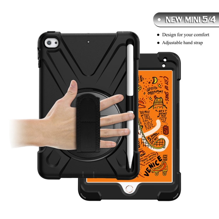 For iPad Mini 2019 / Mini 4 Shockproof Colorful Silicone + PC Protective Case with Holder & Shoulder Strap & Hand Strap & Pen Slot(Black) For iPad Mini 2019 / Mini 4 Shockproof Colorful Silicone + PC Protective Case with Holder & Shoulder Strap & Hand Strap & Pen Slot(Black)