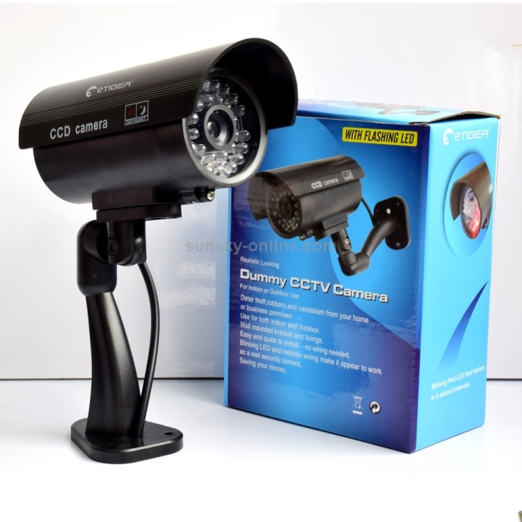 Cámara CCTV simulada a prueba de agua IP66 con LED intermitente para una alarma de seguridad de búsqueda realista (negro) - 5