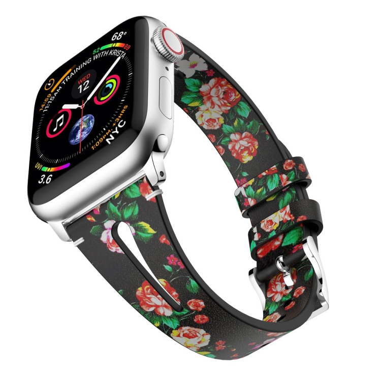 Banda de reloj de pulsera de cuero con forma de gota de agua para Apple  Watch Series 4 y 3 y 1 38mm (negro y rojo)