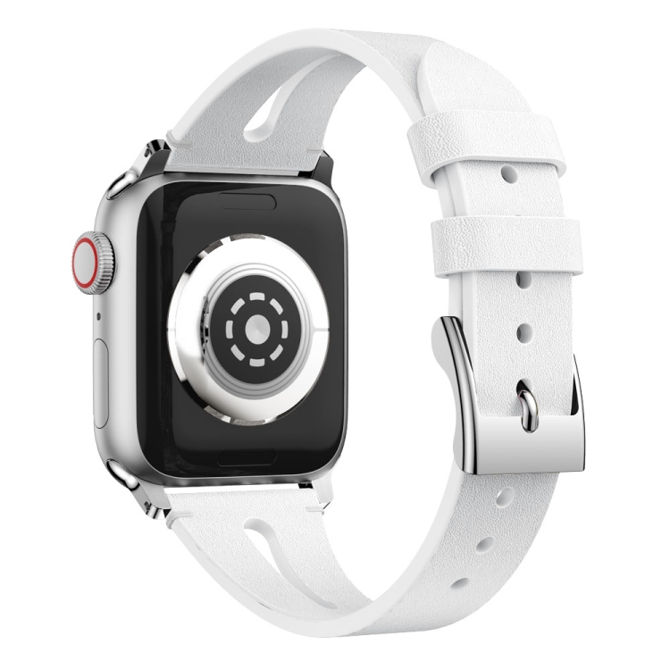 Banda de reloj de muñeca de cuero con forma de gota de agua para Apple Watch  Series 4 y 3 y 1 42mm (blanco)