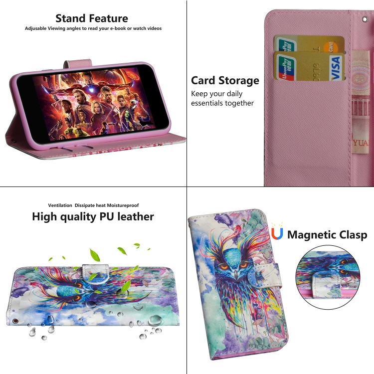 For iPhone 11 Pro 3D Visual Painting Horizontal Flip Leather Casefor iPhone 11, with Holder & Card Slot & Wallet & Lanyard (Colored owl) For iPhone 11 Pro 3D Visual Painting Horizontal Flip Leather Casefor iPhone 11, with Holder & Card Slot & Wallet & Lanyard (Colored owl)