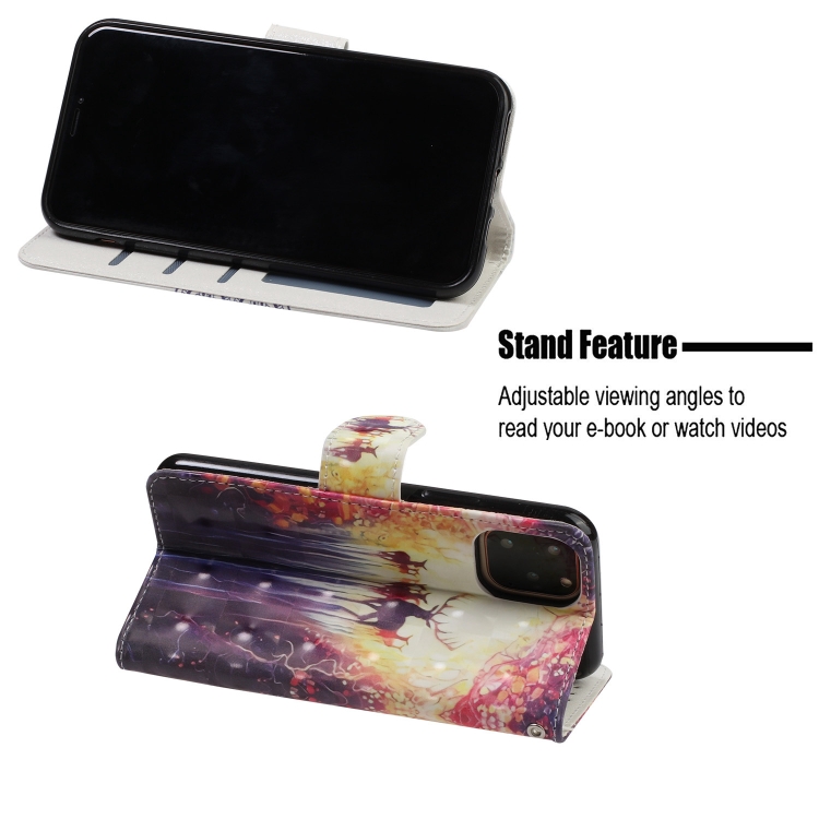 For iPhone 11 Pro 3D Visual Painting Horizontal Flip Leather Case, With Bracket & Card Slot & Wallet & Bracelet(The Deer) For iPhone 11 Pro 3D Visual Painting Horizontal Flip Leather Case, With Bracket & Card Slot & Wallet & Bracelet(The Deer)