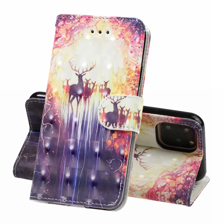For iPhone 11 Pro 3D Visual Painting Horizontal Flip Leather Case, With Bracket & Card Slot & Wallet & Bracelet(The Deer) For iPhone 11 Pro 3D Visual Painting Horizontal Flip Leather Case, With Bracket & Card Slot & Wallet & Bracelet(The Deer)