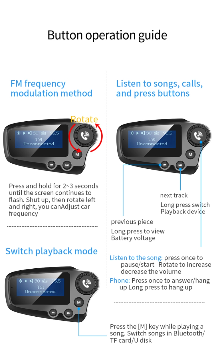 T91 Großbildauto MP3-Player Bluetooth Empfangen Freisprechen