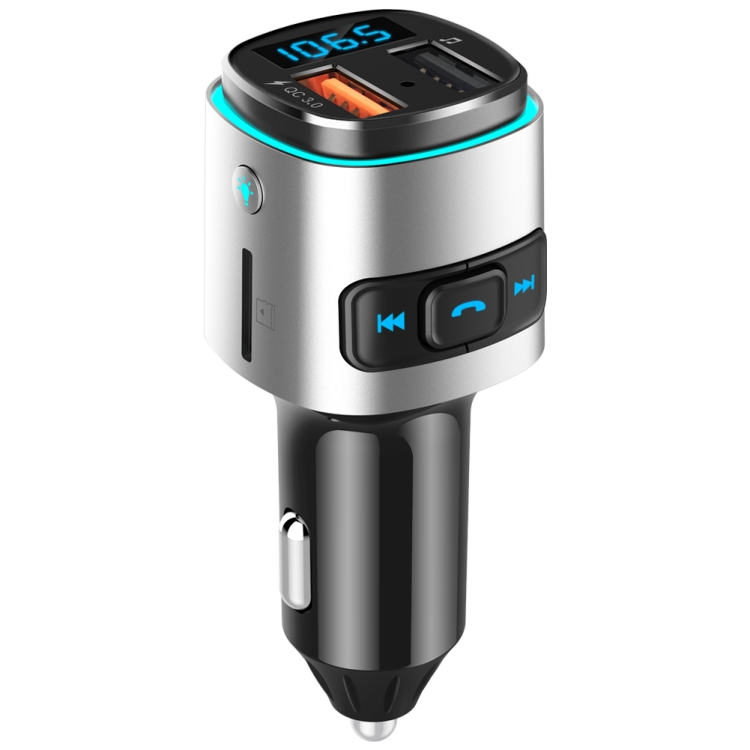 Lecteur MP3 multifonction BC41, récepteur Bluetooth, chargeur USB, allume- cigare automobile (gris argenté)