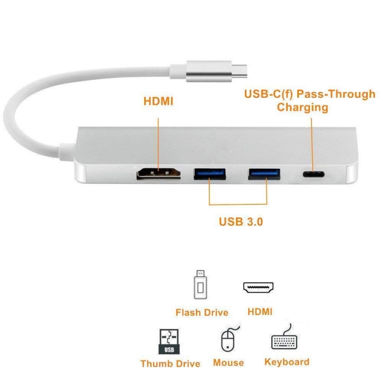 Hub 4 en 1 tipo C con adaptador HDMI USB 3.0 para MacBook Hub Periféricos de computadora USB USB tipo C HDMI para MacBook Pro Air - 2