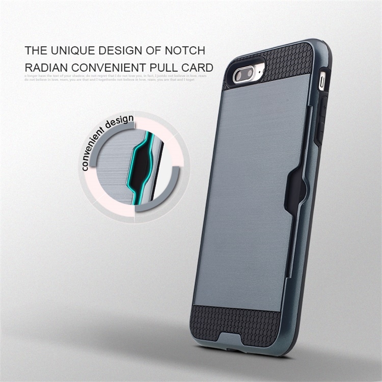 Ultra-thin TPU+PC Brushed Texture Shockproof Protective Case with Card Slot for iPhone 7 Plus / 8 Plus(Navy blue) Ultra-thin TPU+PC Brushed Texture Shockproof Protective Case with Card Slot for iPhone 7 Plus / 8 Plus(Navy blue)