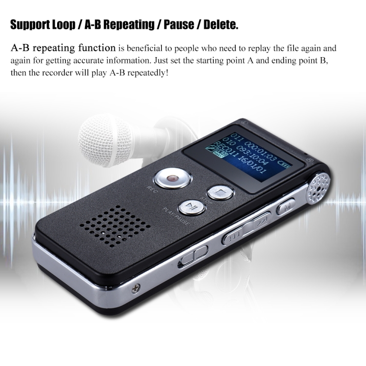 SK-012 8GB Grabadora de voz Audio digital USB con reproductor de MP3 