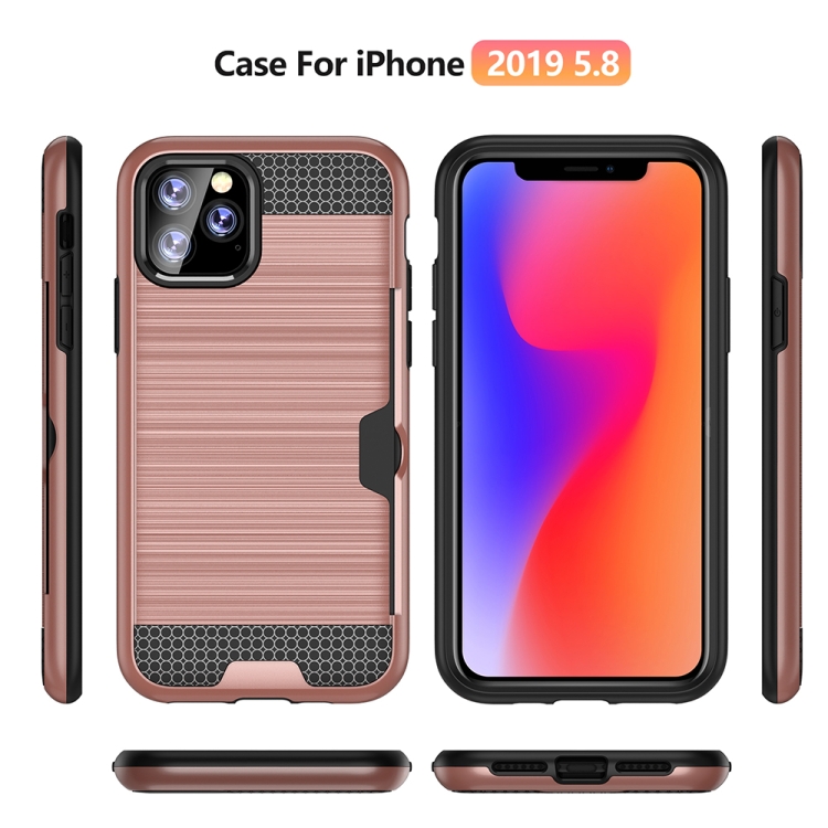For iPhone 11 Pro Ultra-thin TPU+PC Brushed Texture Shockproof Protective Casewith Card Slot(Grey) For iPhone 11 Pro Ultra-thin TPU+PC Brushed Texture Shockproof Protective Casewith Card Slot(Grey)