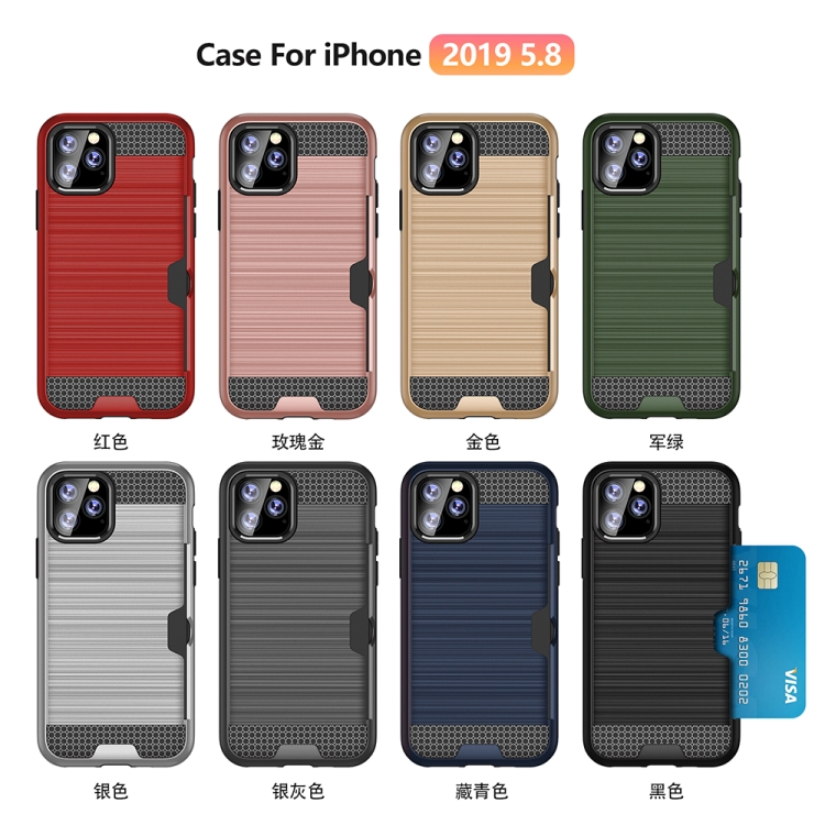 For iPhone 11 Pro Ultra-thin TPU+PC Brushed Texture Shockproof Protective Casewith Card Slot(Grey) For iPhone 11 Pro Ultra-thin TPU+PC Brushed Texture Shockproof Protective Casewith Card Slot(Grey)