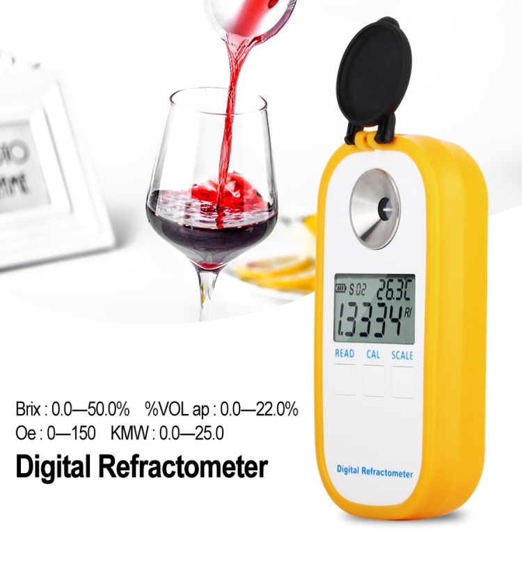 DR401 Digital Display Réfractomètre Brix 0-50% Alcool Range 0 ~ 22% Réfractomètre  Réfractomètre Vin de bière Cuisine Sucre Sacchamister