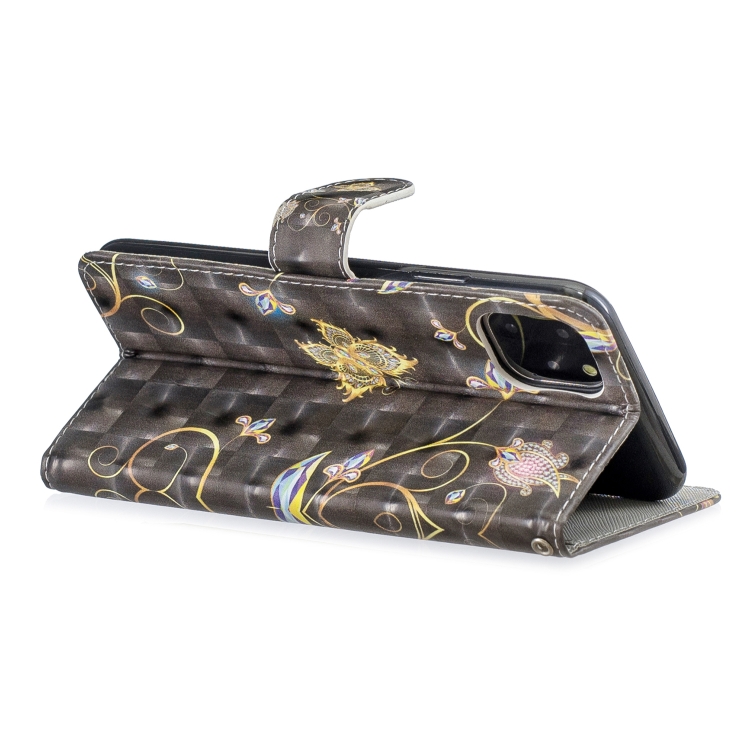 For iPhone 11 3D Painting Pattern Coloured Drawing Horizontal Flip PU Leather Case with Holder & Card Slots & Wallet(Black Butterfly) For iPhone 11 3D Painting Pattern Coloured Drawing Horizontal Flip PU Leather Case with Holder & Card Slots & Wallet(Black Butterfly)