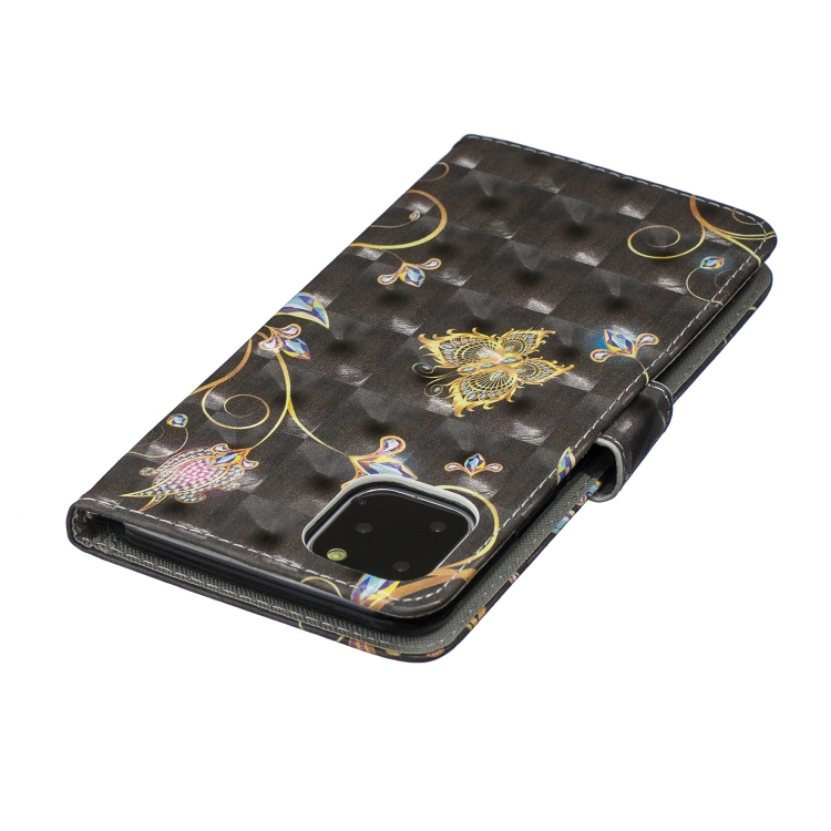 For iPhone 11 3D Painting Pattern Coloured Drawing Horizontal Flip PU Leather Case with Holder & Card Slots & Wallet(Black Butterfly) For iPhone 11 3D Painting Pattern Coloured Drawing Horizontal Flip PU Leather Case with Holder & Card Slots & Wallet(Black Butterfly)