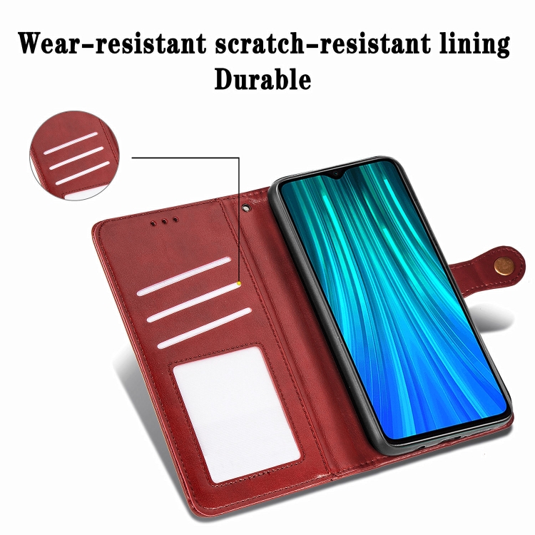 For Xiaomi Redmi Note Pro Retro Solid Color Leather Buckle Phone Case  with Lanyard Photo Frame Card Slot Wallet Stand Function(Red)
