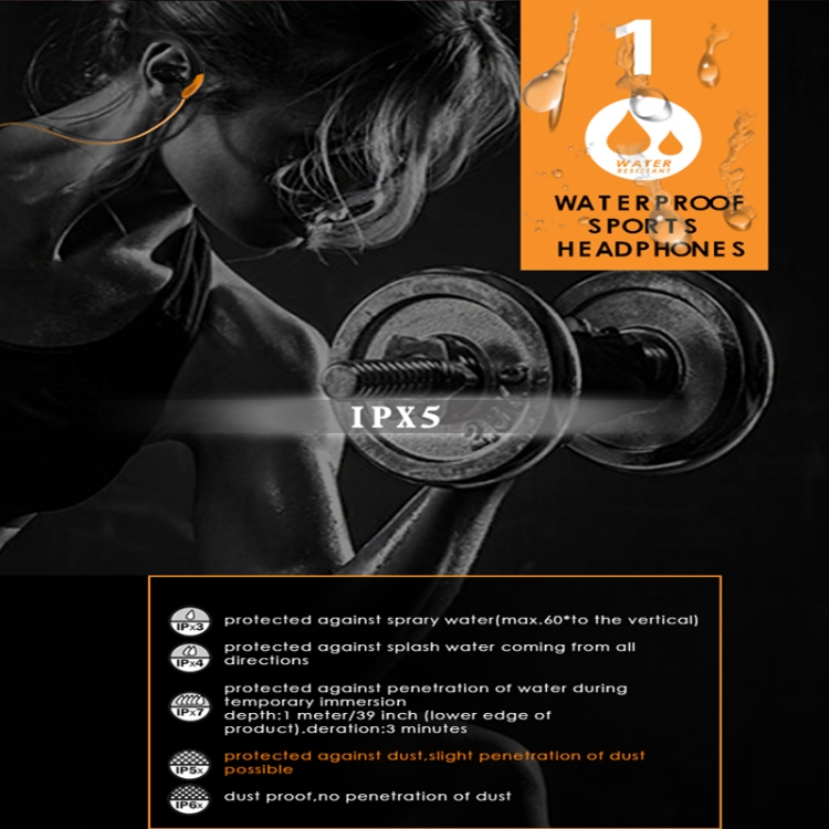 MDR-J039 Waterproof IPX7 10mm Speaker Ergonomic Wired Earhook Earphone Support Underwater Sports(Orange) MDR-J039 Waterproof IPX7 10mm Speaker Ergonomic Wired Earhook Earphone Support Underwater Sports(Orange)