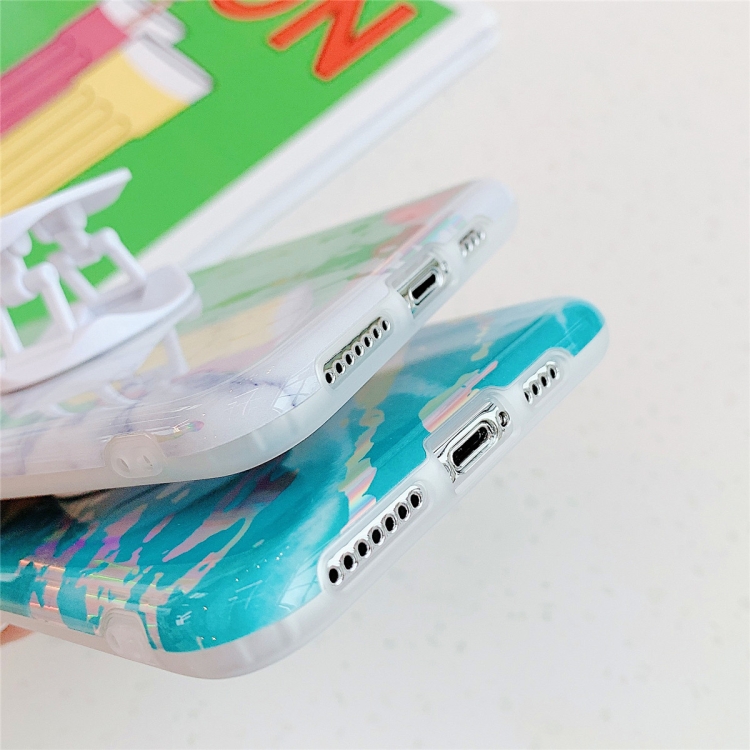 For iPhone 11 Pro TPU Glossy Laser Marble Colorful Mobile Phone Protective Casewith Folding Bracket(Pink) For iPhone 11 Pro TPU Glossy Laser Marble Colorful Mobile Phone Protective Casewith Folding Bracket(Pink)