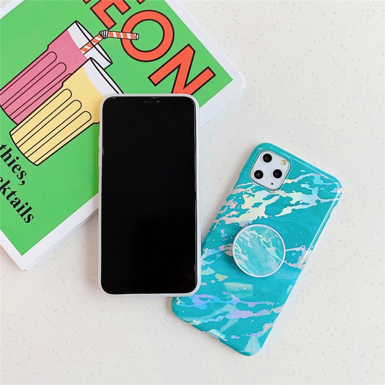 For iPhone 11 Pro TPU Glossy Laser Marble Colorful Mobile Phone Protective Casewith Folding Bracket(Pink) For iPhone 11 Pro TPU Glossy Laser Marble Colorful Mobile Phone Protective Casewith Folding Bracket(Pink)
