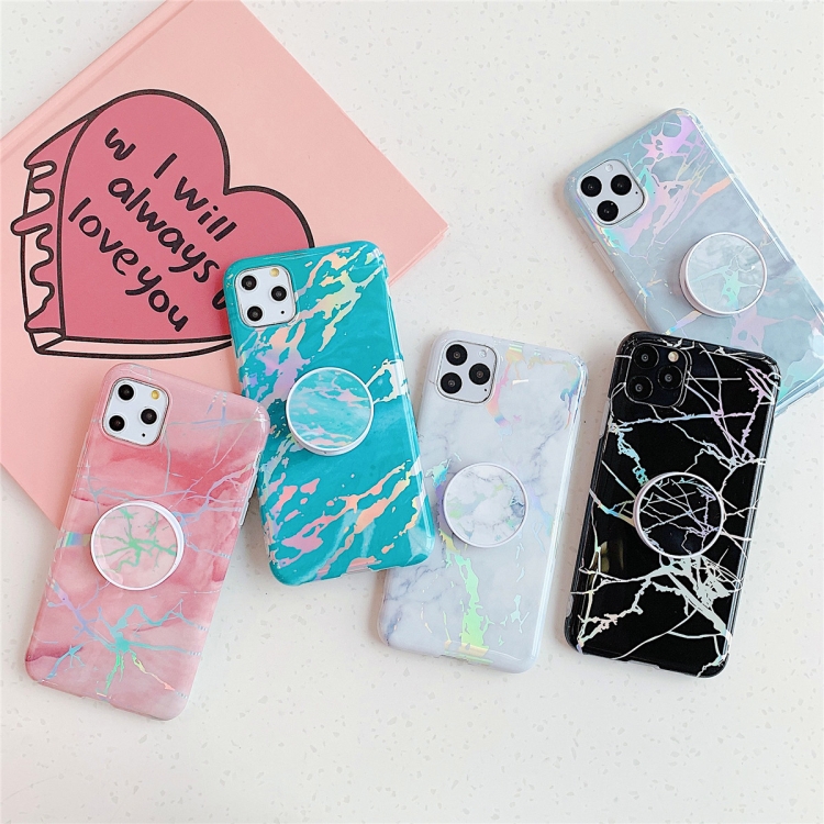 For iPhone 11 Pro TPU Glossy Laser Marble Colorful Mobile Phone Protective Casewith Folding Bracket(Pink) For iPhone 11 Pro TPU Glossy Laser Marble Colorful Mobile Phone Protective Casewith Folding Bracket(Pink)