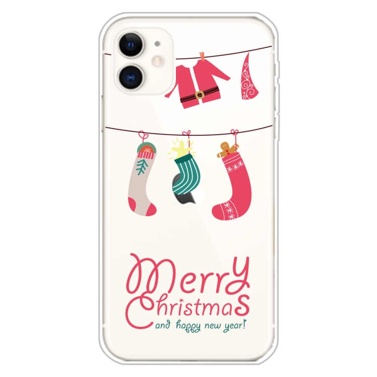 For iPhone 11 Trendy Cute Christmas Patterned Case Clear TPU Cover
