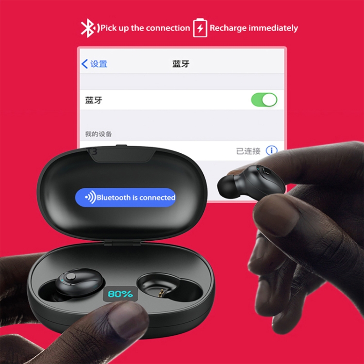 T5S TWS Bluetooth5.0 Earphone Large Capacity Power Bank Smart LED Display Binaural Wireless Hi-fi Headset(Black) T5S TWS Bluetooth5.0 Earphone Large Capacity Power Bank Smart LED Display Binaural Wireless Hi-fi Headset(Black)