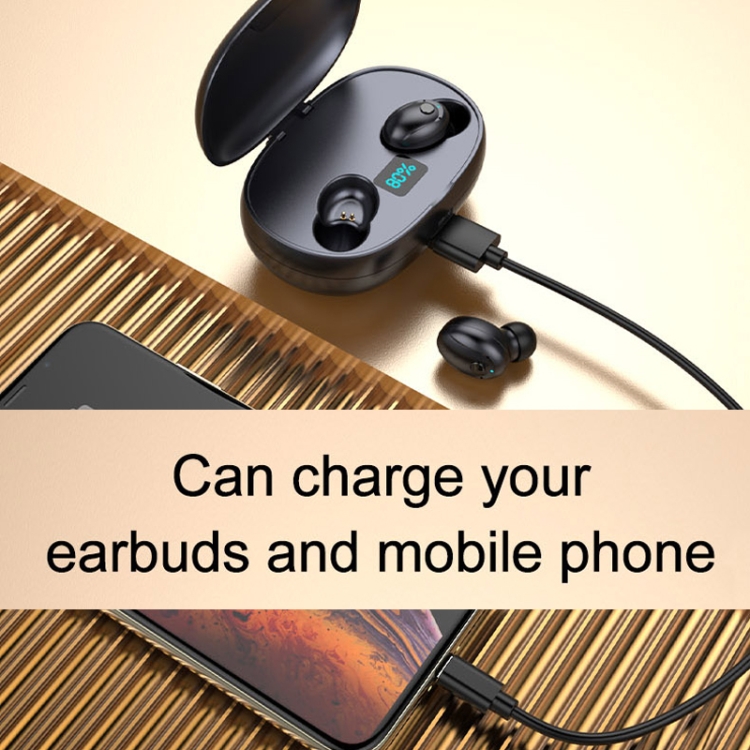 T5S TWS Bluetooth5.0 Earphone Large Capacity Power Bank Smart LED Display Binaural Wireless Hi-fi Headset(Black) T5S TWS Bluetooth5.0 Earphone Large Capacity Power Bank Smart LED Display Binaural Wireless Hi-fi Headset(Black)