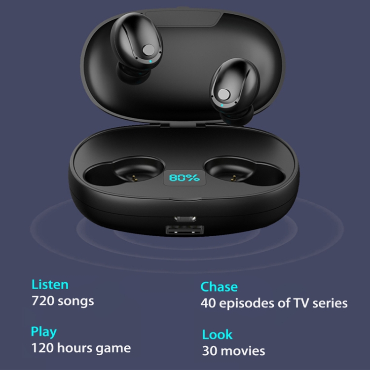 T5S TWS Bluetooth5.0 Earphone Large Capacity Power Bank Smart LED Display Binaural Wireless Hi-fi Headset(Black) T5S TWS Bluetooth5.0 Earphone Large Capacity Power Bank Smart LED Display Binaural Wireless Hi-fi Headset(Black)