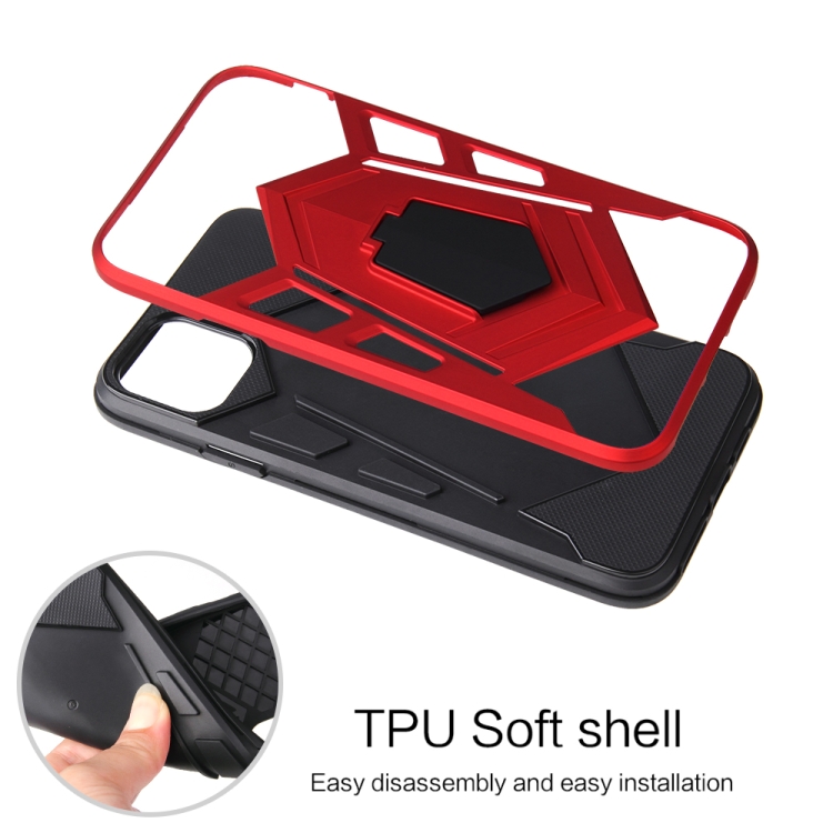 For iPhone 11 Shockproof TPU + PC Protective Case with Holder(Silver) For iPhone 11 Shockproof TPU + PC Protective Case with Holder(Silver)