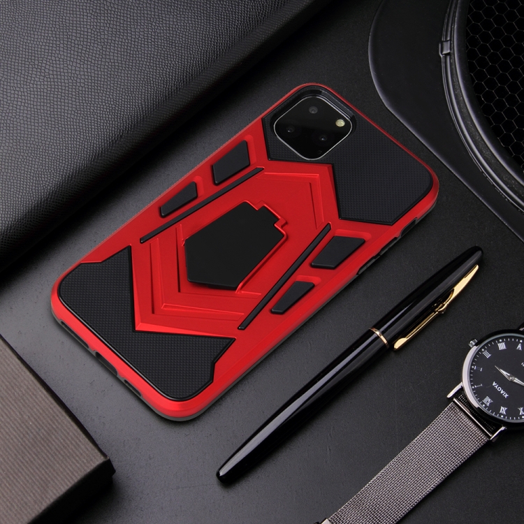 For iPhone 11 Shockproof TPU + PC Protective Case with Holder(Silver) For iPhone 11 Shockproof TPU + PC Protective Case with Holder(Silver)