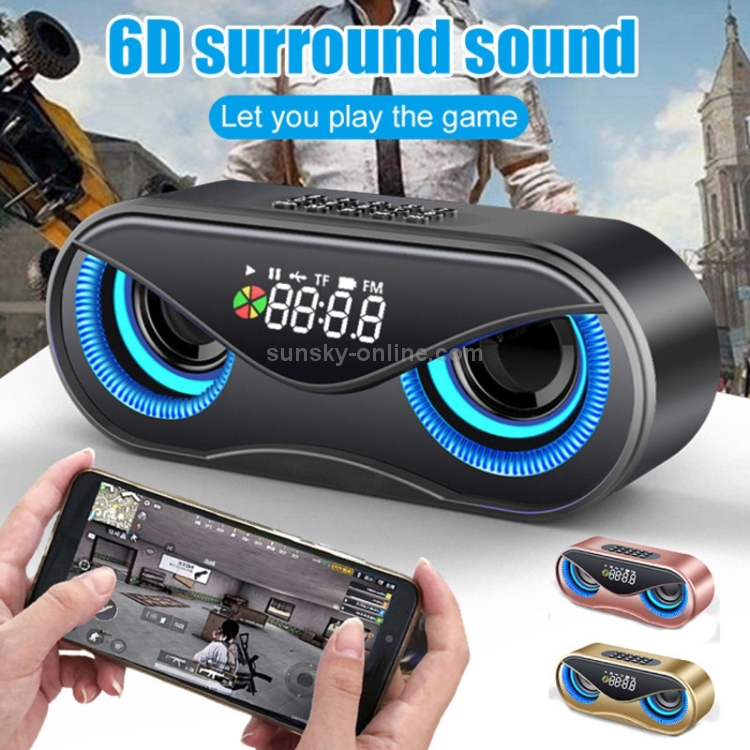 M6 Portable Bluetooth 5.0 Speaker Owl Alarm Clock Wireless 6D Surround Sound Stereo Speaker Support TF AUX FM Radio(Gold) M6 Portable Bluetooth 5.0 Speaker Owl Alarm Clock Wireless 6D Surround Sound Stereo Speaker Support TF AUX FM Radio(Gold)