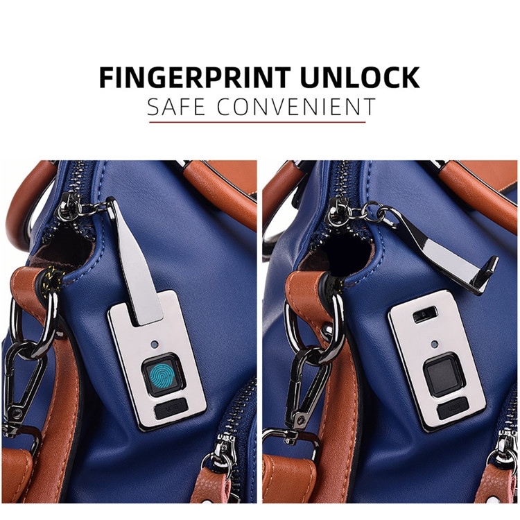 Viadha Smart Fingerprint Handbag, Women Zipper Leather Wallet,Smart  Fingerprint Security Anti-Theft Handbag,Fingerprint Unlock