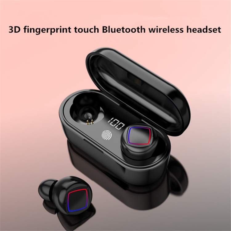 TWS Fingerprint Touch Bluetooth Headset LED Battery Display With Charging Bin(Black) TWS Fingerprint Touch Bluetooth Headset LED Battery Display With Charging Bin(Black)