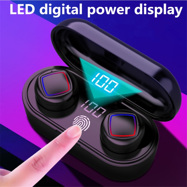 TWS Fingerprint Touch Bluetooth Headset LED Battery Display With Charging Bin(Black) TWS Fingerprint Touch Bluetooth Headset LED Battery Display With Charging Bin(Black)