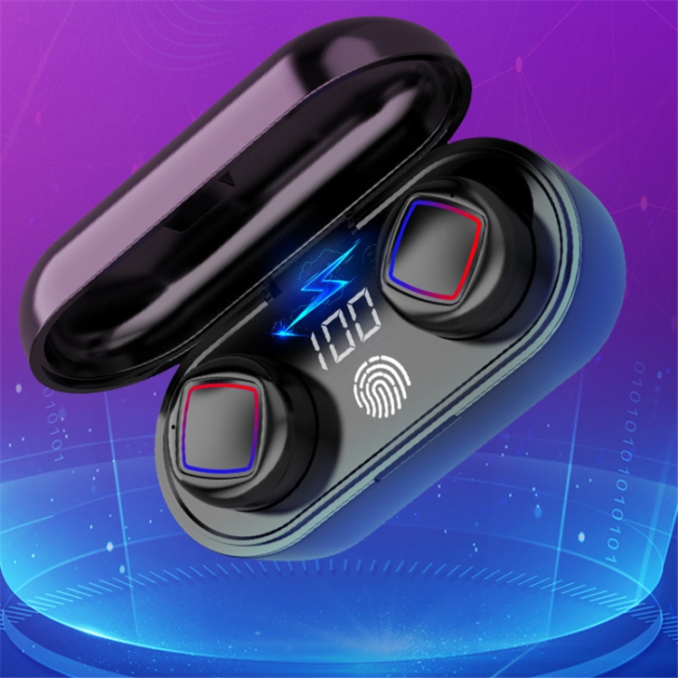 TWS Fingerprint Touch Bluetooth Headset LED Battery Display With Charging Bin(Black) TWS Fingerprint Touch Bluetooth Headset LED Battery Display With Charging Bin(Black)